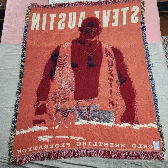 WWF 90s Vintage Stone Cold Steve Austin Throw Blanket by Northwest Company 54x42 - Picture 2 of 5